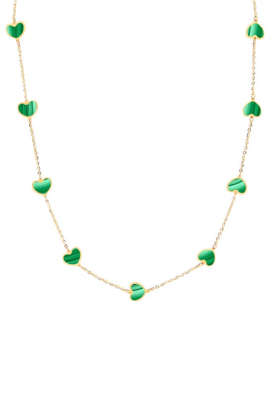 House Of Frosted Heart Station Chain Necklace In Green