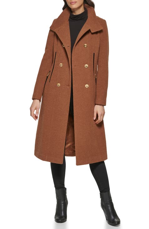Two-toned fine wool double-breasted coat