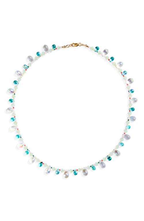 Raindrop Beaded Necklace in Crystal Mint