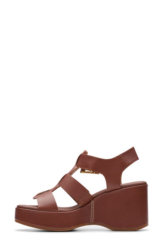 Clarks Manon Cove Wedge Sandal In Tan Leather