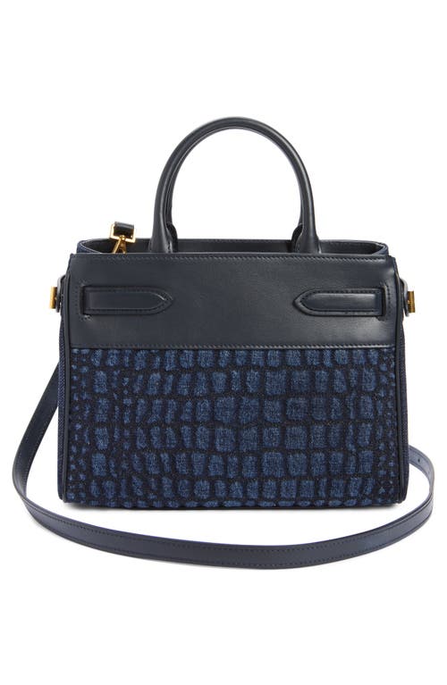 TOM FORD TOM FORD SMALL WHITNEY PRINT DENIM & LEATHER TOTE 