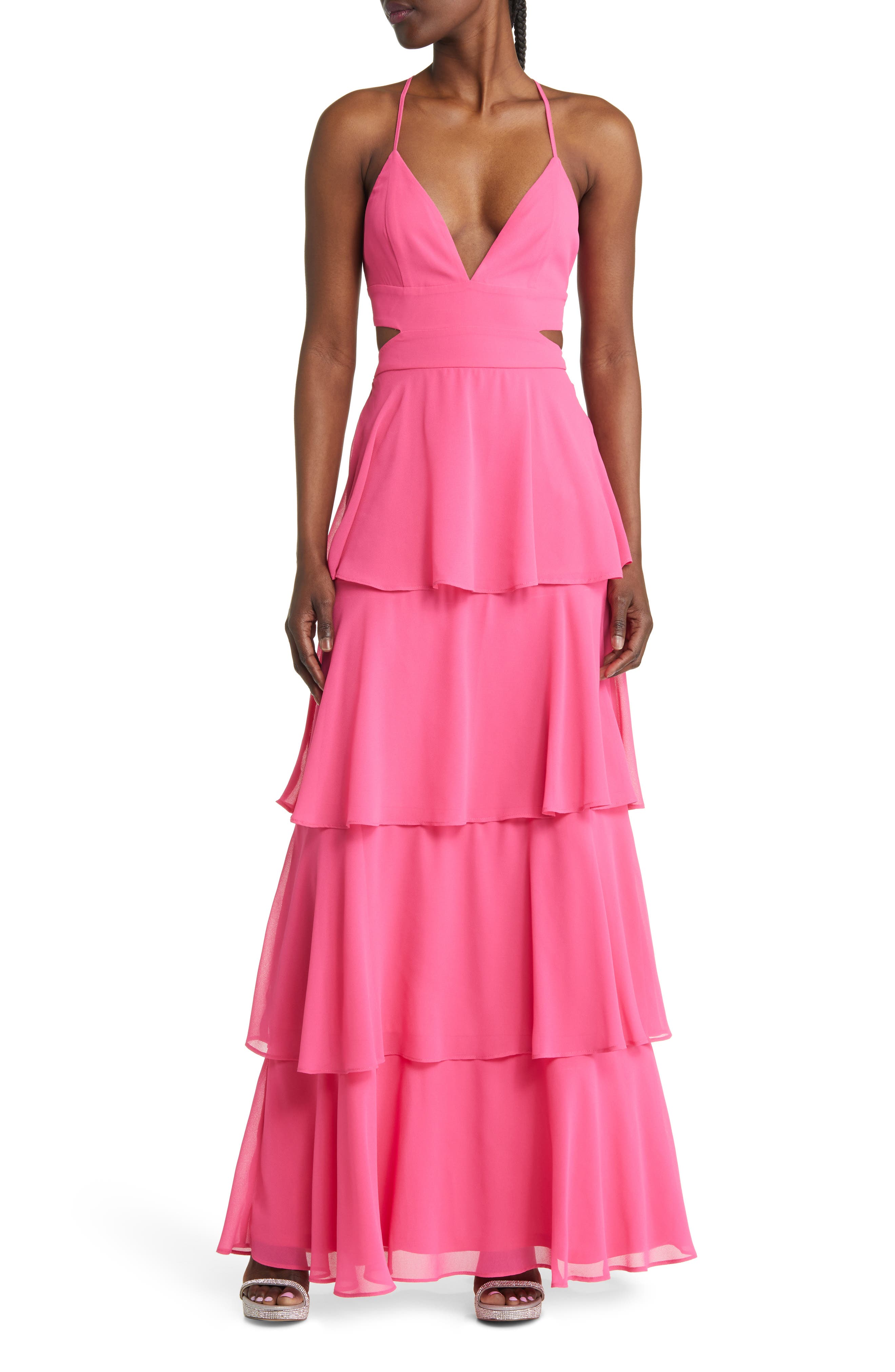 waist ruffle dress