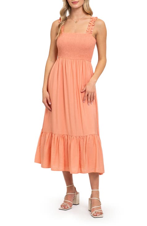 Final Sale Plus Size Maxi Dress with Cut Outs in Orange & Pink Print S