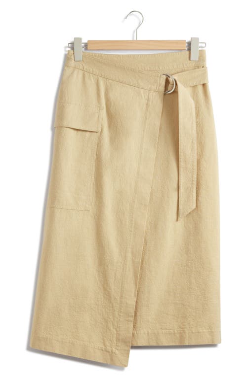 & Other Stories Belted Asymmetric Midi Skirt In Neutral