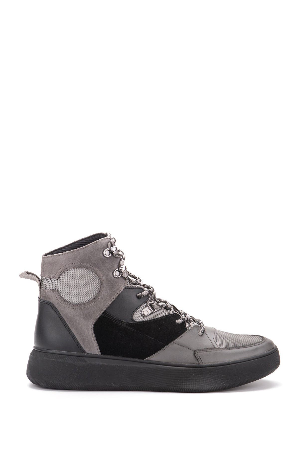 Hybrid Green Label Globetrotter Leather Mid Sneaker In Dark Grey2