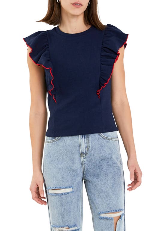 English Factory Merrow Ruffle Top In Blue