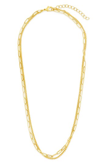 Sterling Forever Emery Textured Chain Necklace In Gold