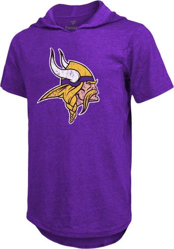 Men's Majestic Threads Justin Jefferson Cream/Purple Minnesota Vikings Vintage Player Name & Number 3/4-Sleeve Fitted T-Shirt Size: Small