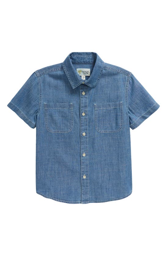 Shop Tucker + Tate Kids' Short Sleeve Chambray Button-up Shirt In Medium Wash
