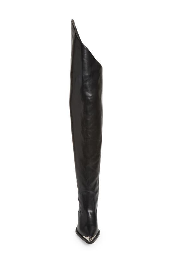 Azalea Wang Ria Thigh-high Cowboy Boot In Black | ModeSens