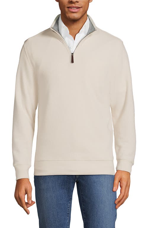 Shop Lands' End Bedford Rib Quarter Zip Sweater In Antique Alabaster