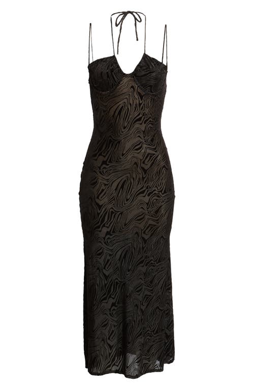 Shop Rare London Burnout Mesh Maxi Dress In Black