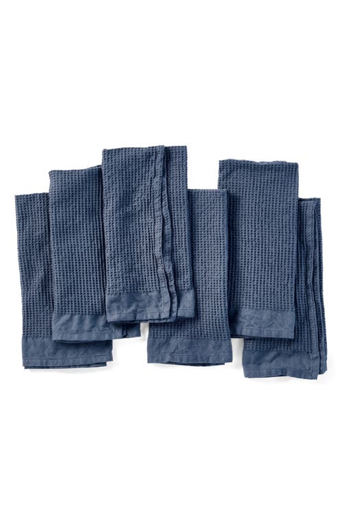 Shop Coyuchi Set Of 6 Organic Cotton Waffle Knit Kitchen Towels In Blue Jay