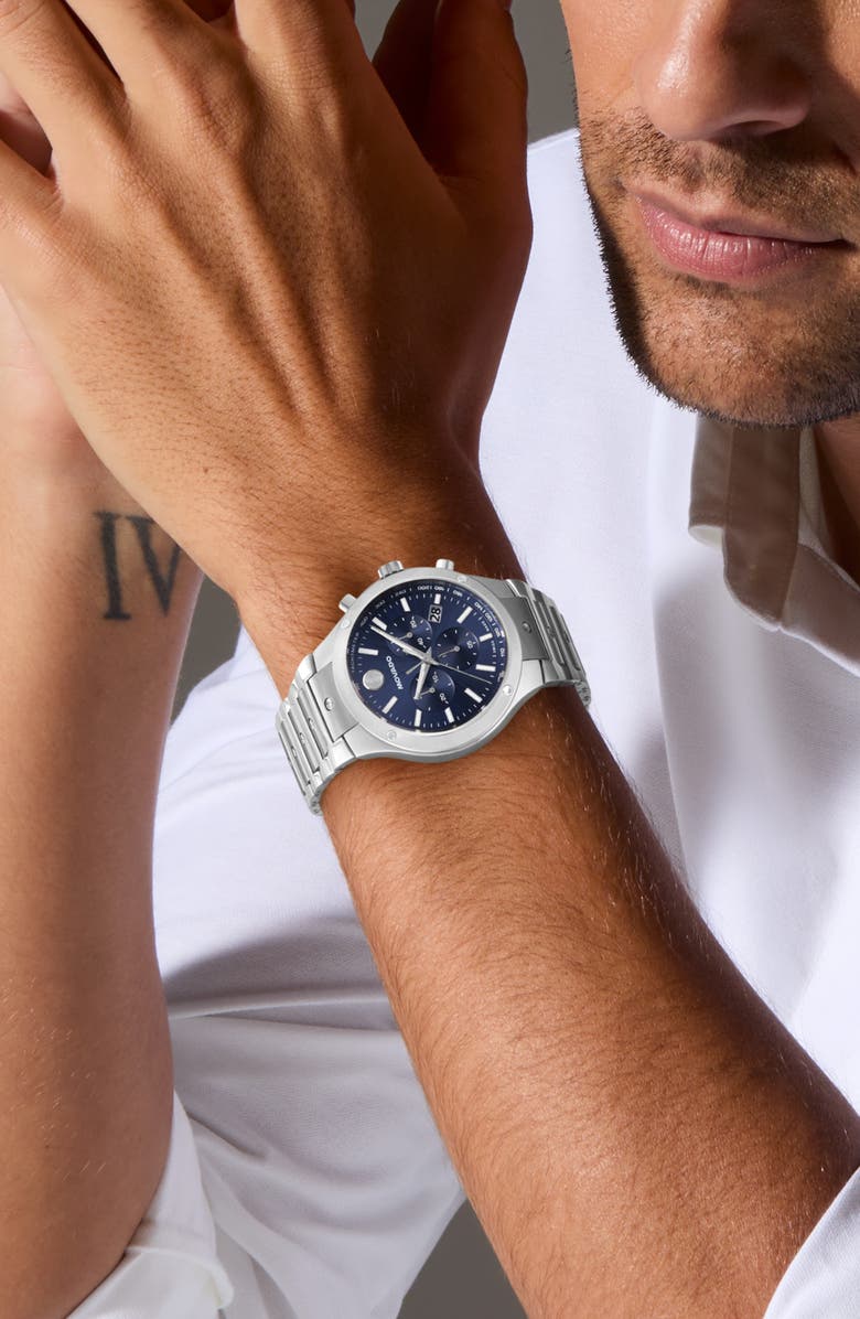 Movado SE Chronograph Bracelet Watch, 42mm, Alternate, color, Silver/ Blue