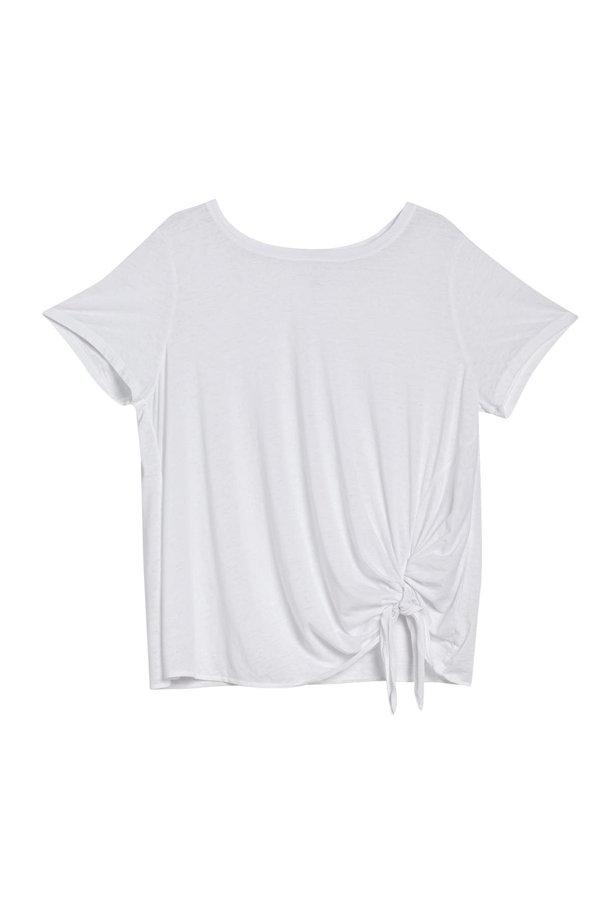 Caslon Burnout Tie Front T-shirt In White