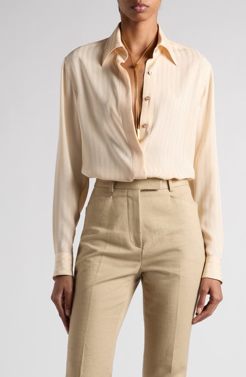 Shop Tom Ford Whitney Stripe Satin Button-up Shirt In Sunset Beige