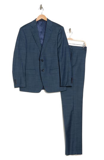 Calvin Klein Marby Plaid Wool Blend Suit In Blue