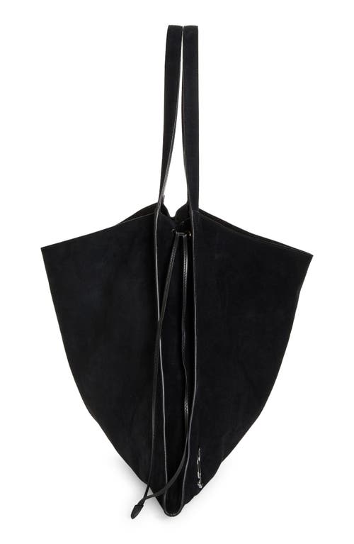 Christian Louboutin Le 54 Suede Drawstring Tote In B329 Black/ Black/ Gun Metal