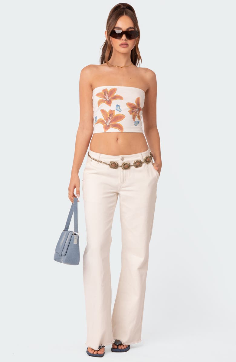 EDIKTED Tiger Lily Print Cotton Tube Top | Nordstrom