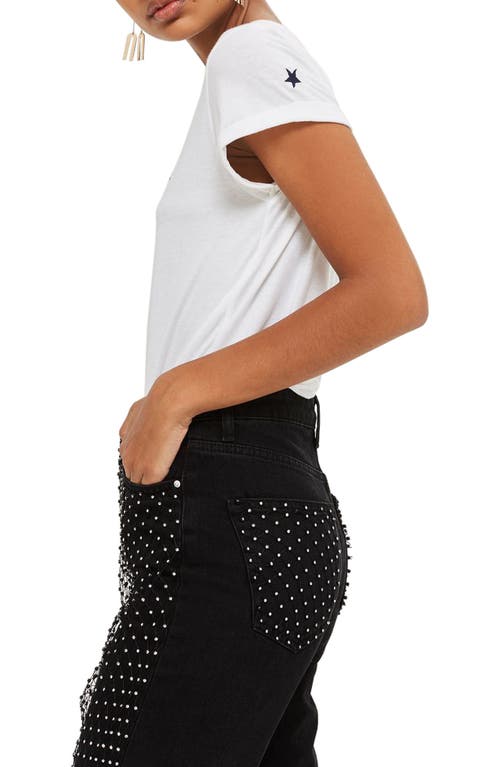 Shop Topshop Limited Edition Diamante Fishnet Mom Jeans In Black