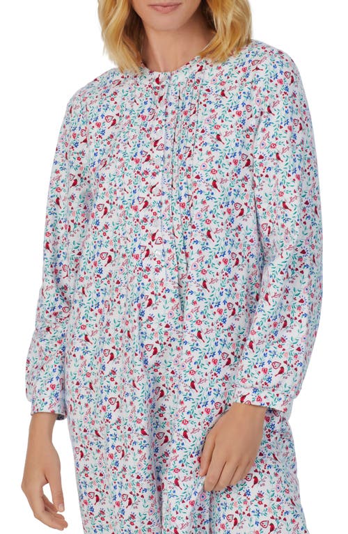 Lanz Of Salzburg Ballet Long Sleeve Flannel Nightgown In Wht Grd