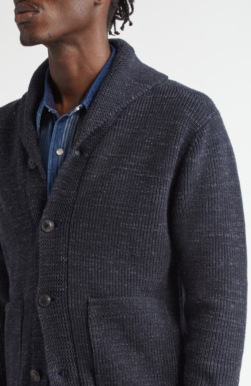 Shop Double Rl Marled Cotton Cardigan In Dark Navy Heather