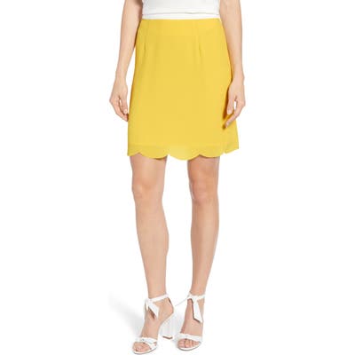 Petite Gibson X Living In Yellow Daphne Scallop Hem Skirt, Yellow (Regular & Petite) (Nordstrom Exclusive)