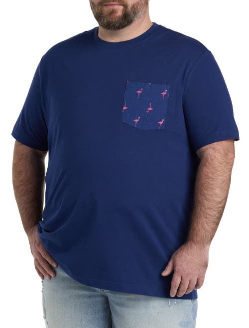 HARBOR BAY BY DXL HARBOR BAY BY DXL BIG & TALL FLAMINGO PRINT POCKET T-SHIRT