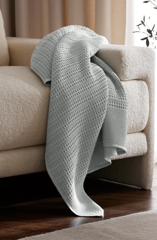 Shop Boll & Branch Waffle Mixed Stripe Throw Blanket In Shore