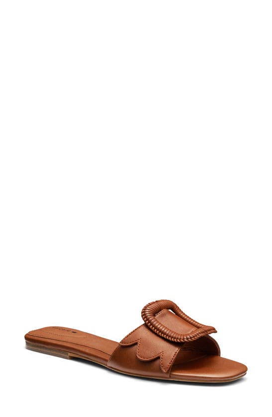 Birdies Kiwi Slide Sandal In Cognac Leather