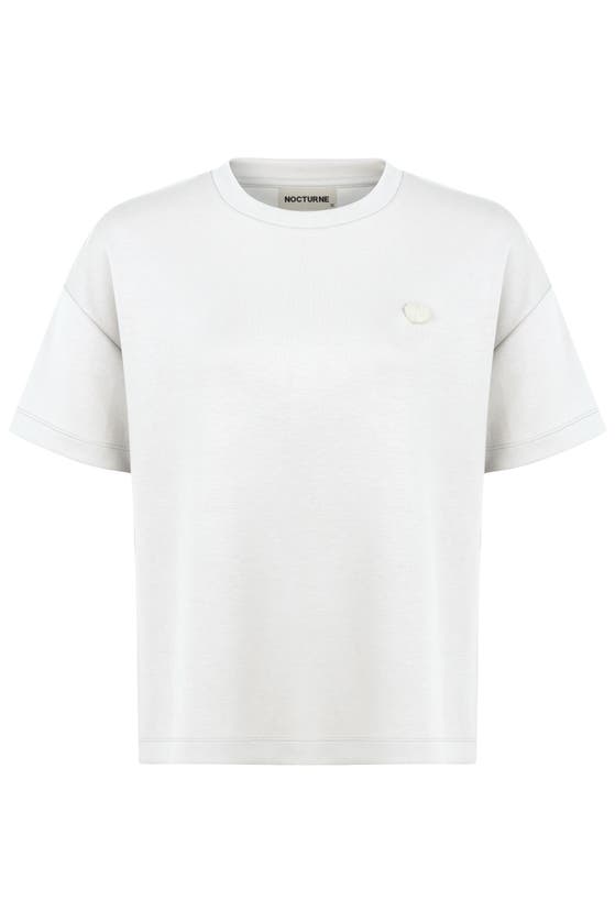 Shop Nocturne Logo Designed Basic T-shirt In Ivory