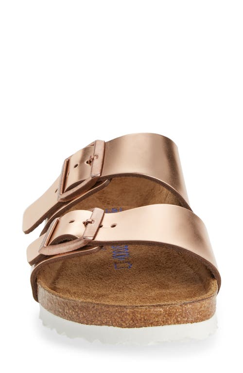 Shop Birkenstock Soft Slide Sandal In Copper Leather