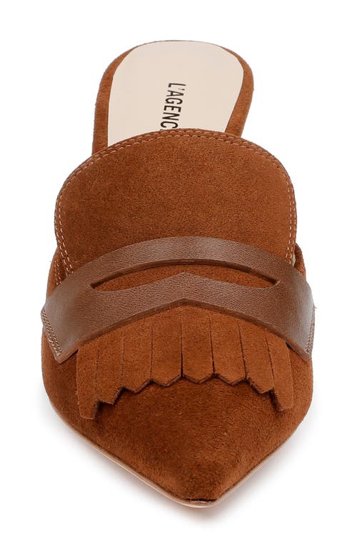 Shop L Agence L'agence Bijou Pointed Toe Kiltie Penny Loafer Mule In Buckskin Suede