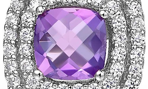 Lafonn Semiprecious Stone & Simulated Diamond Double Halo Cushion Stud Earrings In White/amethyst