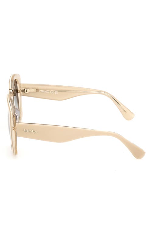 Shop Max Mara 55mm Round Sunglasses In Ivory/gradient Green