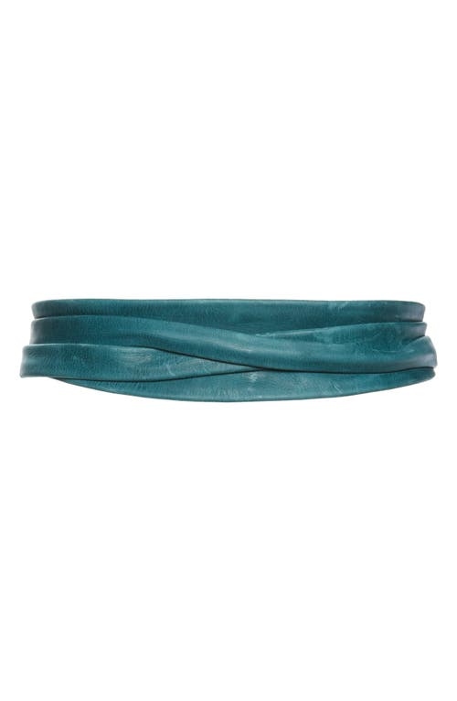 Leather Wrap Belt in Teal