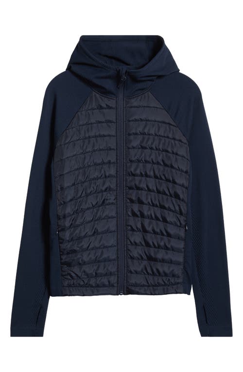 Zella Seamless Mixed Media Puffer Jacket In Blue