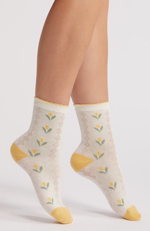 Shop Casa Clara Floral Crew Socks In Tulip