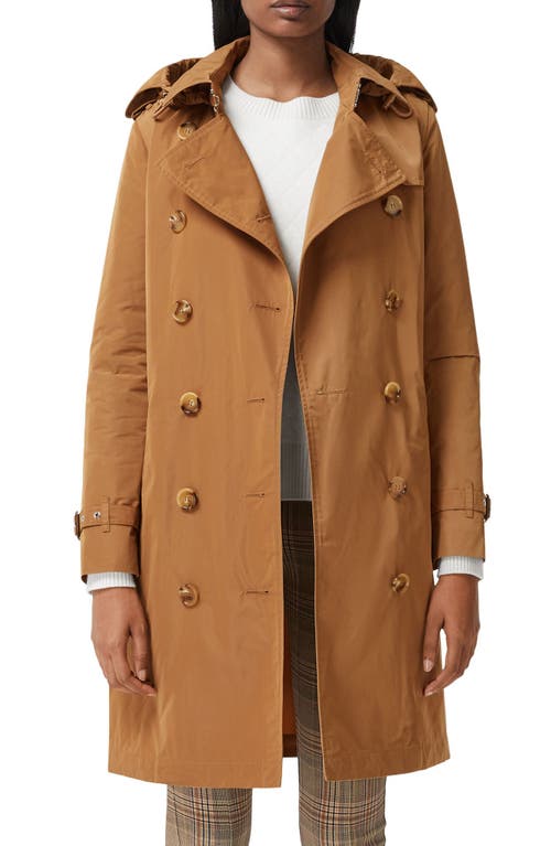 burberry Kensington Trench Coat with Detachable Hood in Camel