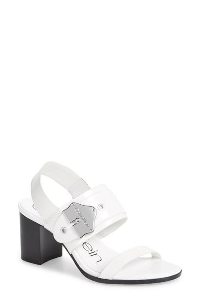 Calvin Klein Carlita Strap Sandal In White Leather