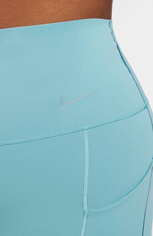 Shop Nike Dri-fit High Waist Bike Shorts In Denim Turquoise/black