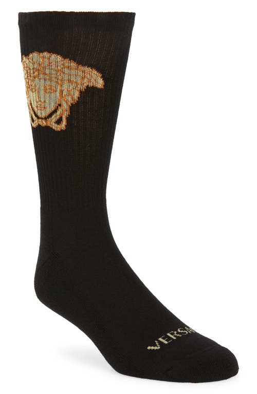 Versace Medusa Crew Socks In Black