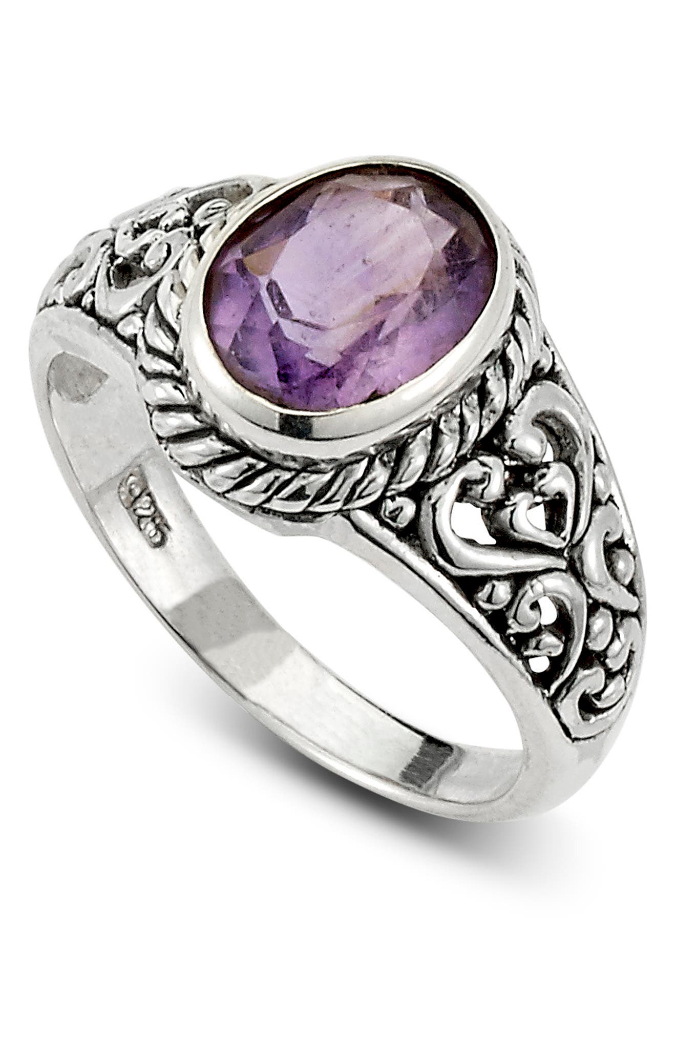 SAMUEL B. Sterling Silver Oval Amethyst Ring | Nordstromrack