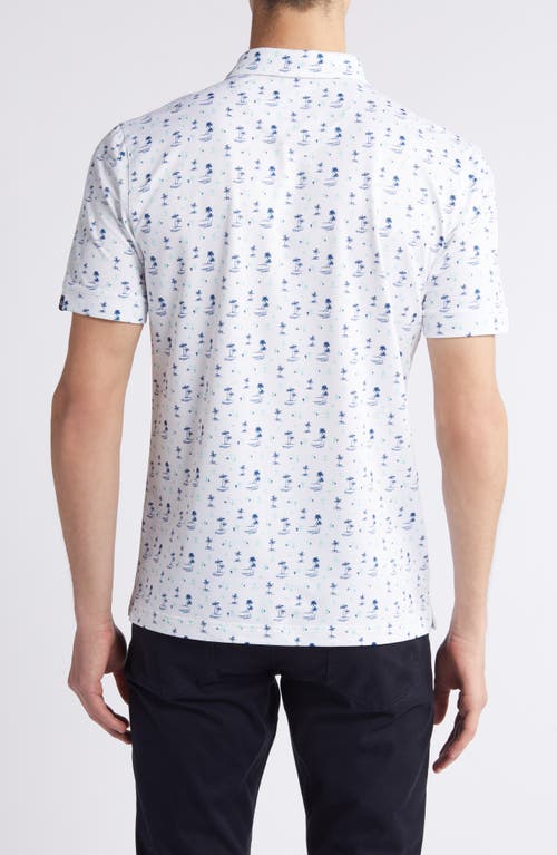 Mizzen + Main Mizzen+main Versa Trim Fit Print Performance Polo In White Cacti