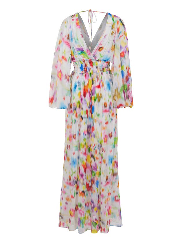 Shop Nocturne Printed Long Dress In Multi-colored