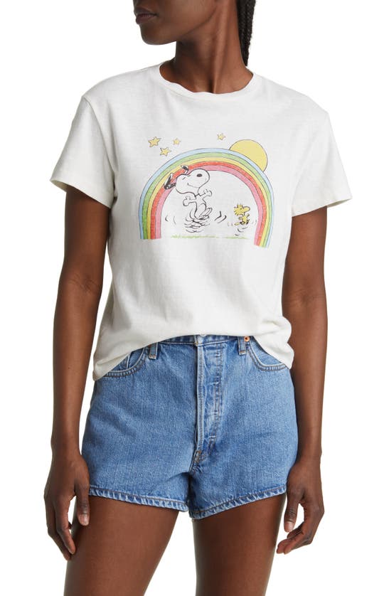 Re/done Peanuts Rainbow Graphic T-shirt In Vintage White