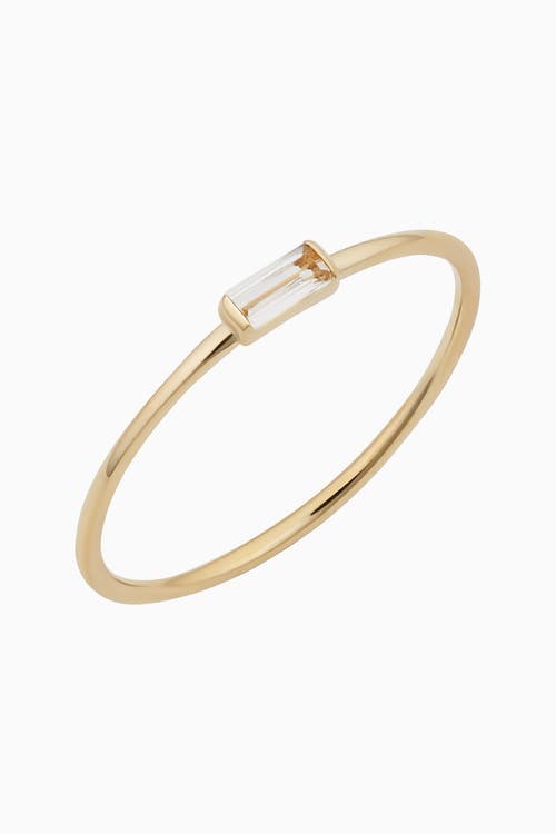Oradina Women's 14k Yellow Solid Gold Fresco Baguette Ring In White Topaz