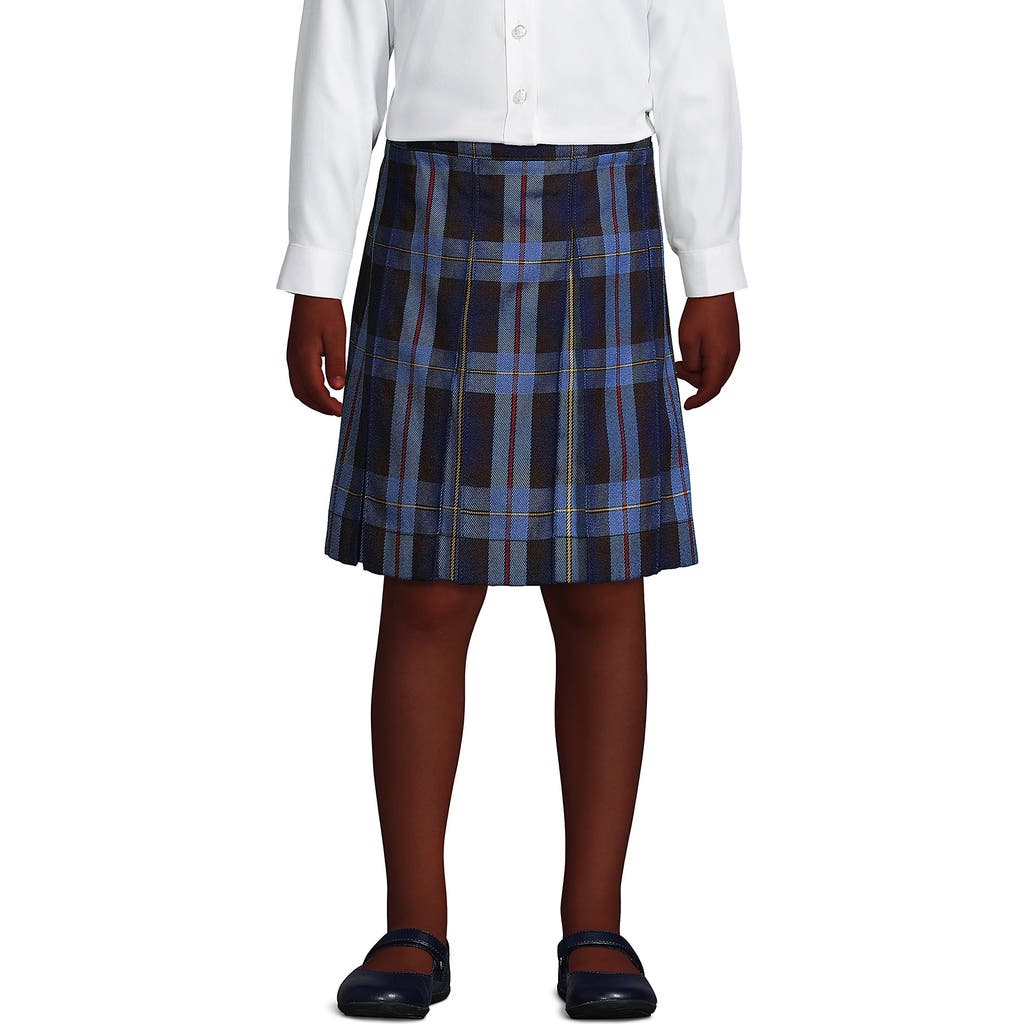 LANDS' END LANDS' END SCHOOL UNIFORM GIRLS PLAID BOX PLEAT SKIRT TOP OF THE KNEE