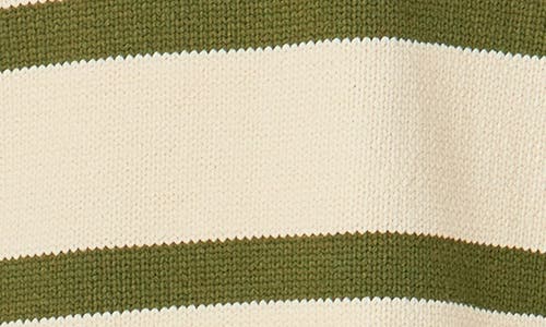 English Factory Stripe Collared Sweater In Cream/olive