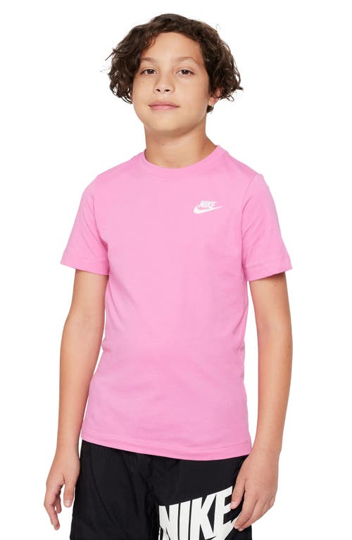 Nike Kids' Embroidered Swoosh T-shirt In Playful Pink/white